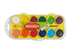 Acuarele Fibracolor, pensula inclusa, 12 culori/cutie