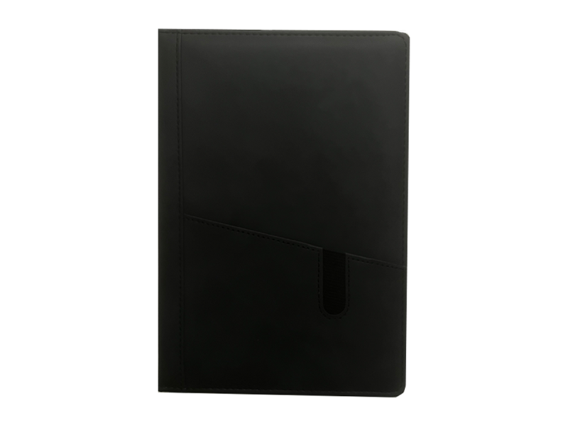 Agenda A5 cu buzunar elastic - Negru - Fotografie 1