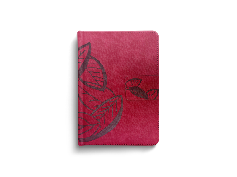 Agenda nedatata Leaf, PU termic, A5, 192 pagini, 70 g/mp, Bordo - Fotografie 1