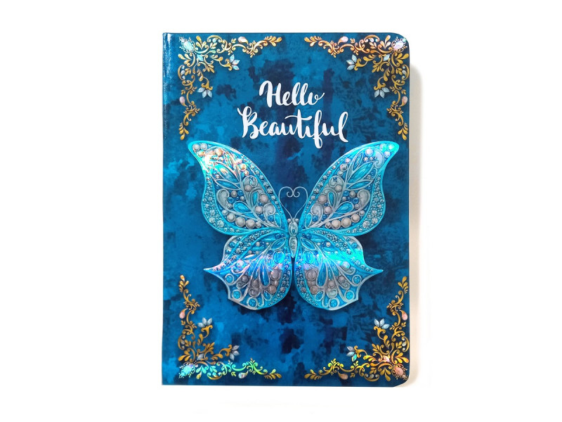 Agenda tip notes cartonat A6, Butterfly Albastru - Fotografie 1