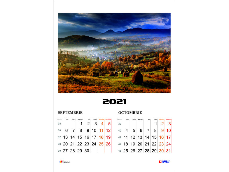 Calendar 2022 de Perete A3, policromie ROMANIA Rustica, 2 luni/coala, 7 coli - Fotografie 6