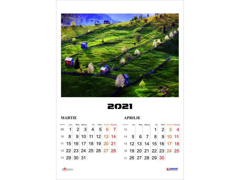 Calendar 2022 de Perete A3, policromie ROMANIA Rustica, 2 luni/coala, 7 coli - Fotografie 3