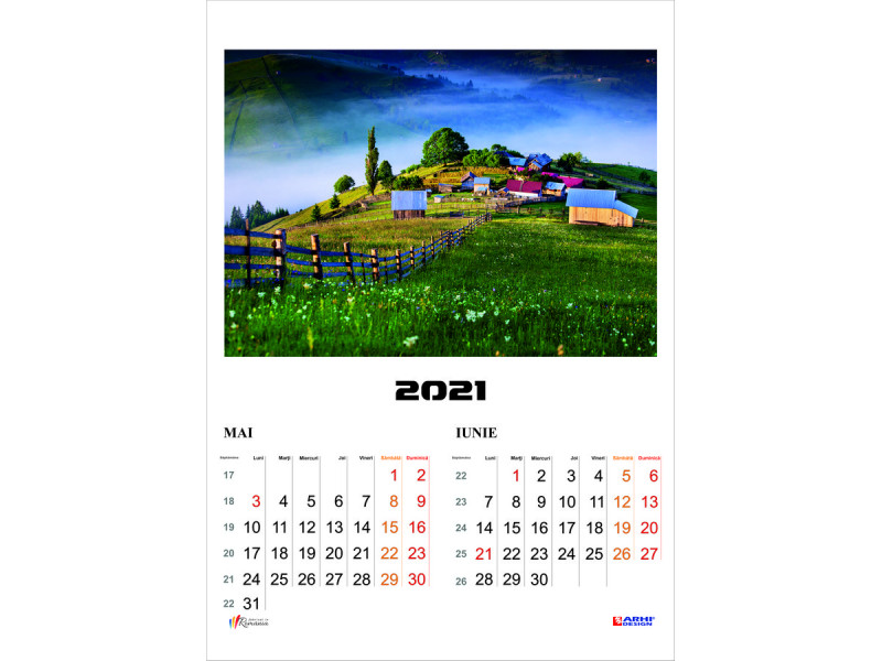 Calendar 2022 de Perete A3, policromie ROMANIA Rustica, 2 luni/coala, 7 coli - Fotografie 4