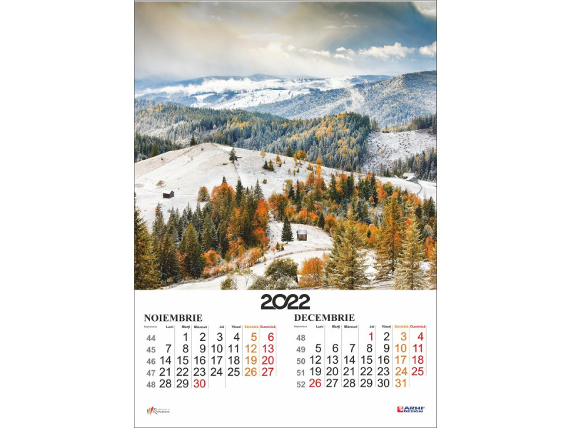 Calendar 2022 de Perete A3 ROMANIA, 2 luni/coala, 7 coli - Fotografie 8