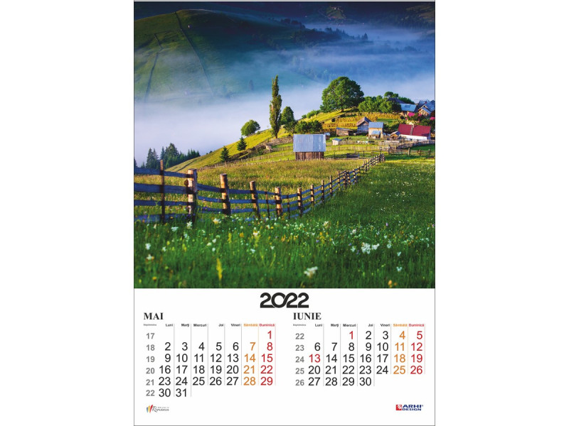 Calendar 2022 de Perete A3 ROMANIA, 2 luni/coala, 7 coli - Fotografie 5