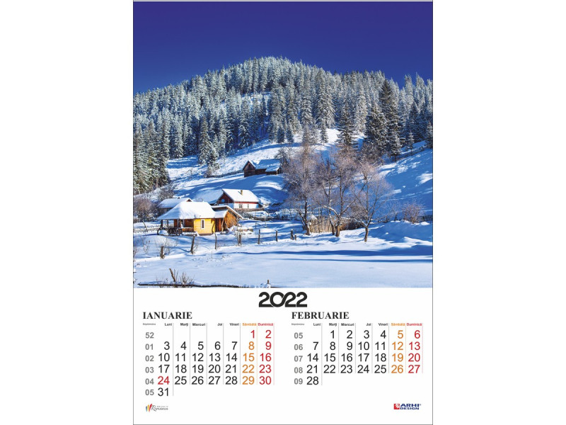 Calendar 2022 de Perete A3 ROMANIA, 2 luni/coala, 7 coli - Fotografie 3