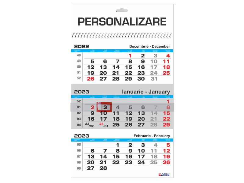 Calendar 2024 de Perete A3, LUCIOS, triptic LUX + CURSOR - Fotografie 1