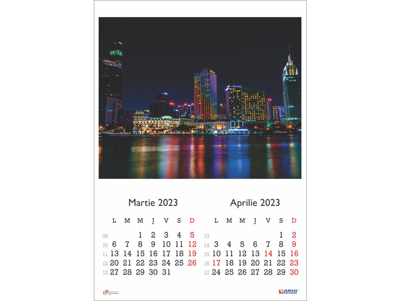 Calendar 2023 de Perete A3, Orase Noaptea, 6 coli - Fotografie 2