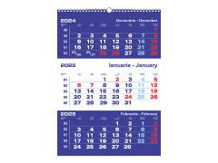 Calendar 2025 de Perete A3 BLUE, 3 luni/coala