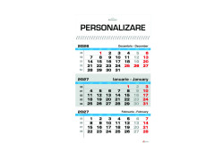 Calendar 2027 de Perete, A3 Triptic Lucios