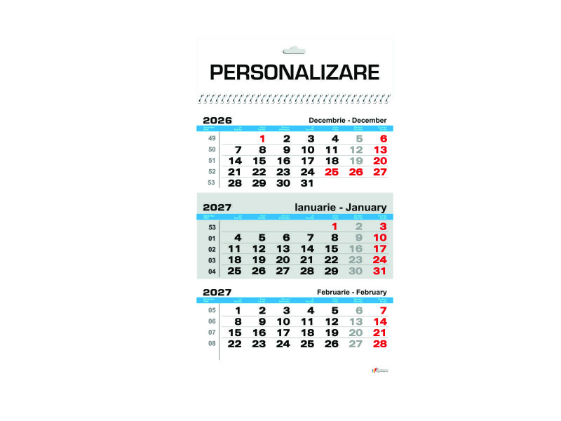 Calendar 2027 de Perete, A3 Triptic Lucios - Fotografie 1
