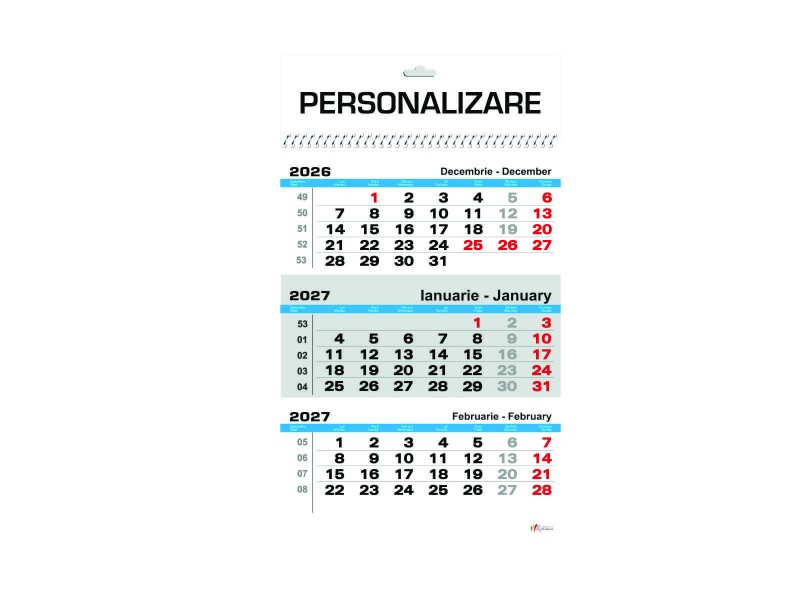 Calendar 2027 de Perete, A3 Triptic Lucios - Fotografie 1