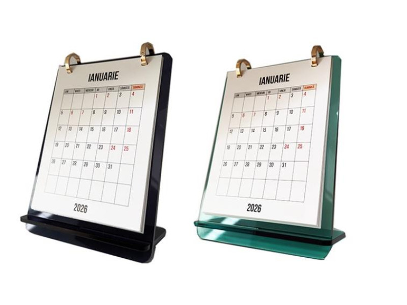 Calendar birou AC 12 coli, 1 luna/coala, 220x160 mm, 300 g/mp, diverse culori - Fotografie 1