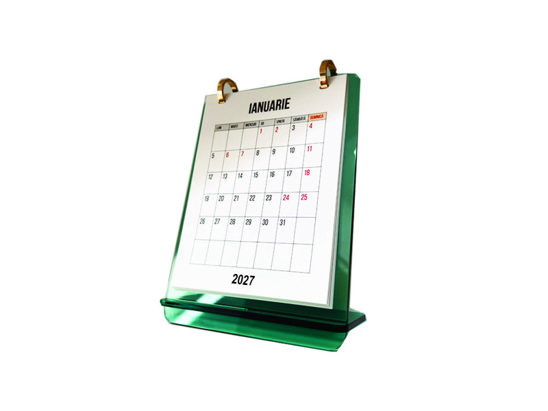 Calendar birou AC 12 coli, 1 luna/coala, 220x160 mm, 300 g/mp, Verde - Fotografie 1