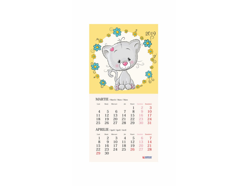 Calendar Animatii si Orar + suport carton pe spate predesenat  - 2019 - Fotografie 3