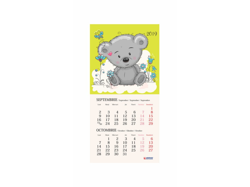 Calendar Animatii si Orar + suport carton pe spate predesenat  - 2019 - Fotografie 6