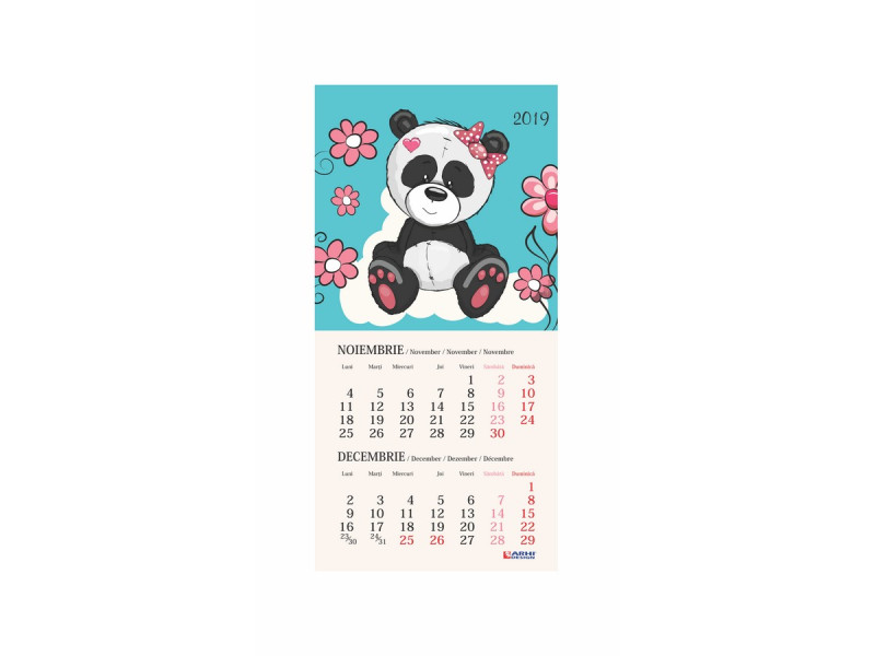 Calendar Animatii si Orar + suport carton pe spate predesenat  - 2019 - Fotografie 7