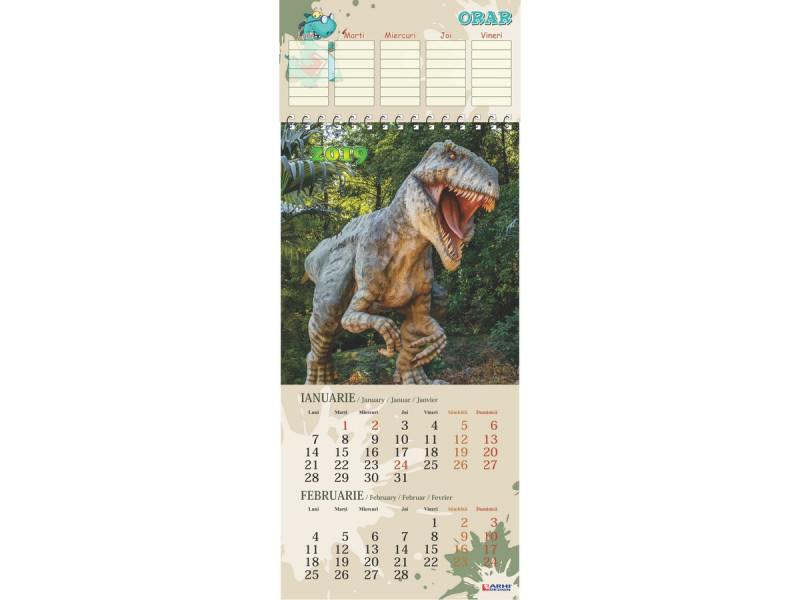 Calendar cu Dinozauri si Orar - 2019 - Fotografie 1
