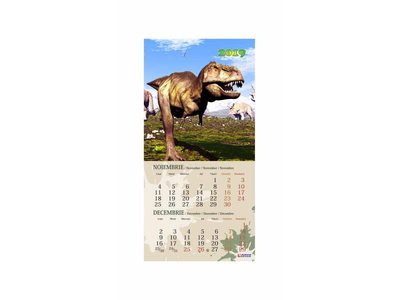 Calendar Dinozauri si Orar + suport carton pe spate predesenat - 2019 - Fotografie 6