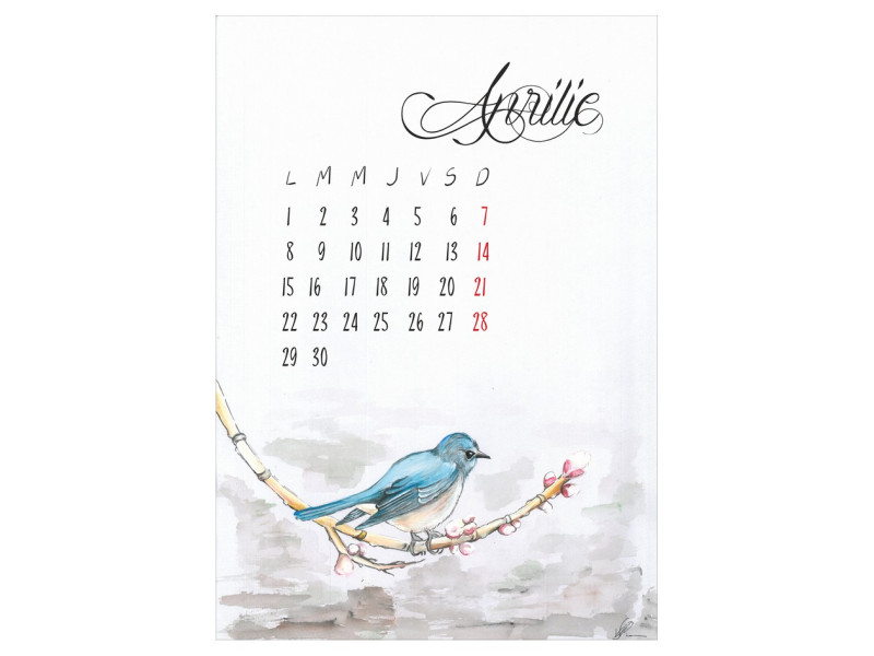 Calendar 2024 de perete A3 Artistic, Pasari pictate - Fotografie 3
