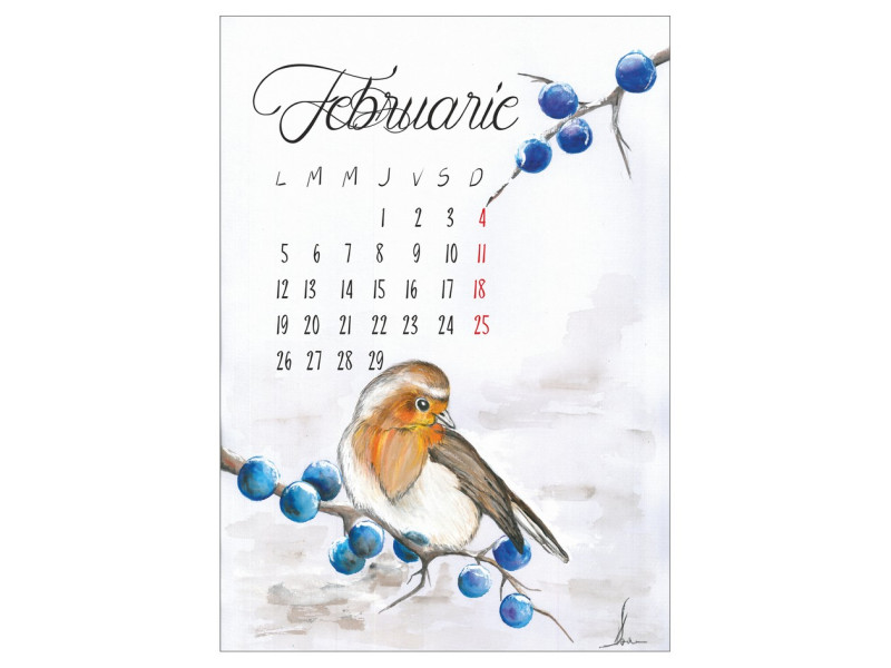Calendar 2024 de perete A3 Artistic, Pasari pictate - Fotografie 12