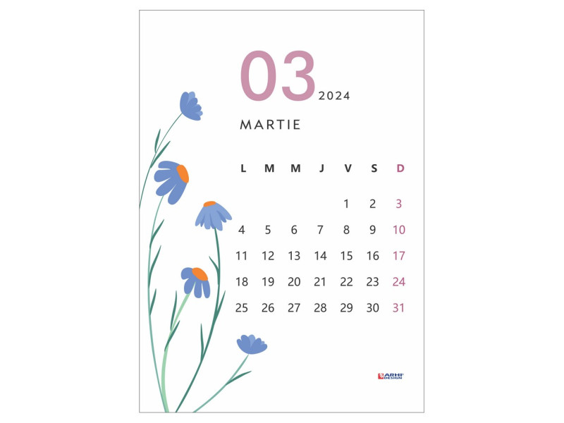 Calendar 2024 de perete A3, floral - Fotografie 3