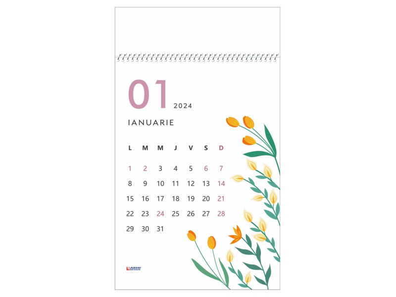 Calendar 2024 de perete A3, floral - Fotografie 1