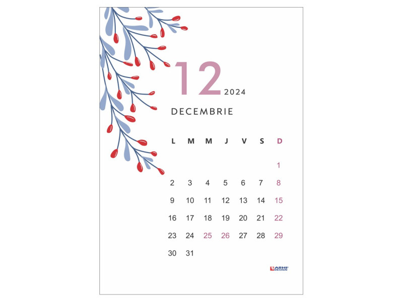 Calendar 2024 de perete A3, floral - Fotografie 12