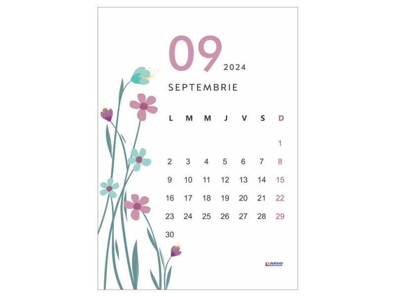 Calendar 2024 de perete A3, floral - Fotografie 9