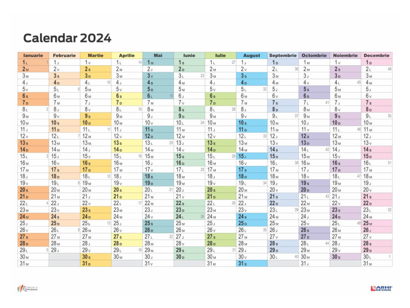 Calendar Planner Anual 2024 de Perete, dim. 63x86 cm - Fotografie 1