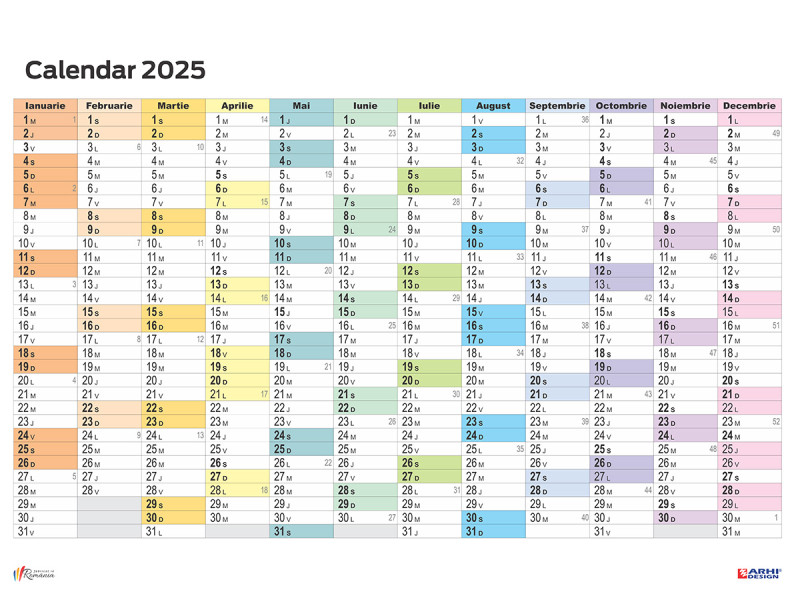 Calendar Planner Anual 2025 de Perete, dim. 68x98 cm - Fotografie 1