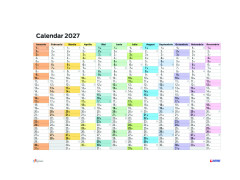 Calendar Planner Anual 2027 de Perete, dim. 63x86 cm