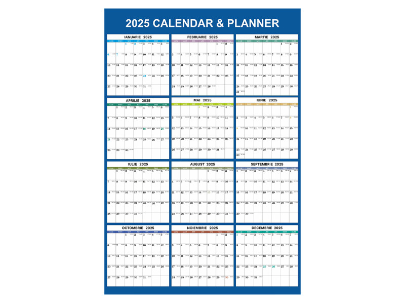 Calendar Planner Vertical Anual 2025 de Perete, dim. 68x98 cm - Fotografie 1