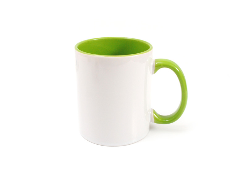 Cana ceramica cu interior color - Verde, 350 ml - Fotografie 1