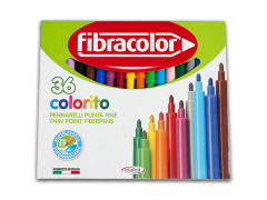 Carioci Fibracolor, 36 culori/cutie, varf subtire