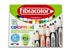 Carioci Fibracolor Colormaxi, 12 culori/cutie, varf gros