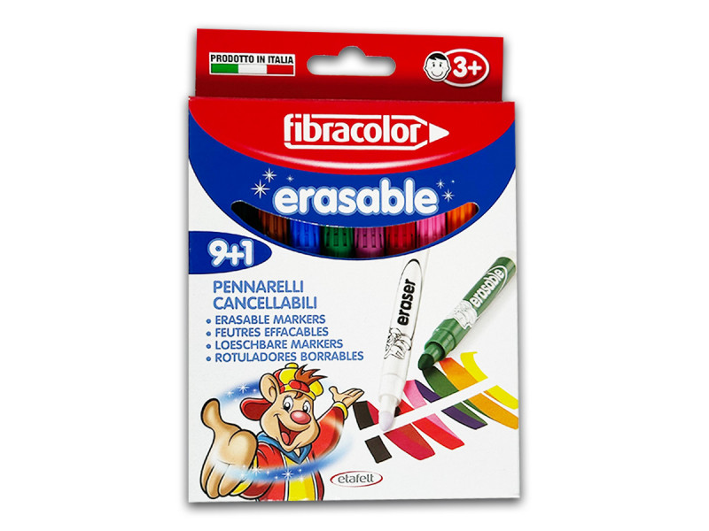 Carioci Fibracolor Eraser, 9+1 culori/cutie, schimba culoarea, varf gros - Fotografie 1