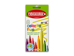Carioci Fibracolor Fluo, 8 culori/cutie, varf subtire