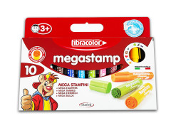 Carioci Fibracolor Megastamp, 10 culori/cutie