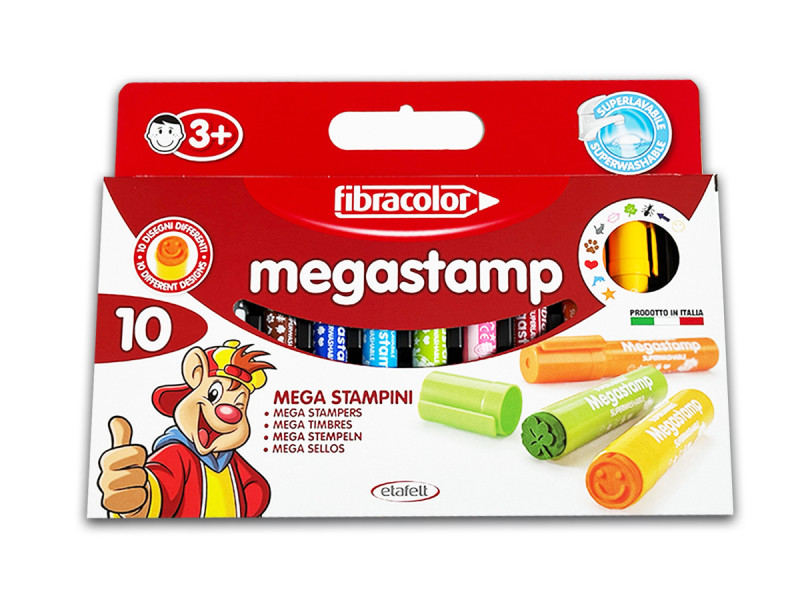 Carioci Fibracolor Megastamp, 10 culori/cutie - Fotografie 1