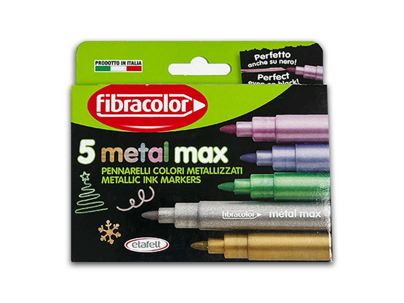 Carioci Fibracolor Metalizate, 5 culori/cutie, varf gros - Fotografie 1