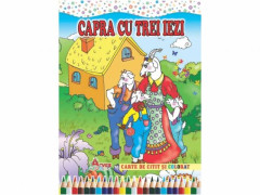 Carte de citit si colorat Capra cu 3 iezi, 16 pagini, dim.16.5x23.5cm