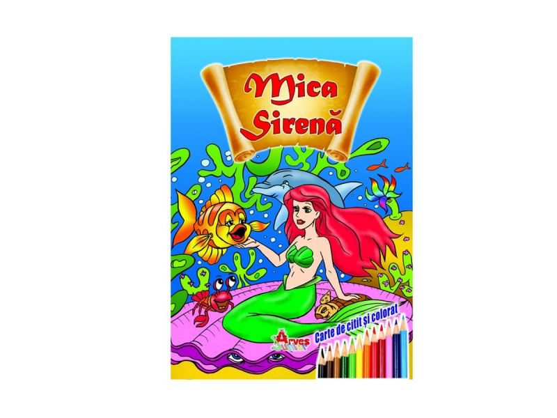 Carte de citit si colorat Mica Sirena, 16 pagini, dim. 16.5 x 23.5 cm - Fotografie 1