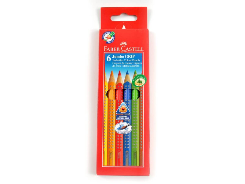 Creioane colorate 6 culori Jumbo Grip Faber-Castell - Fotografie 1