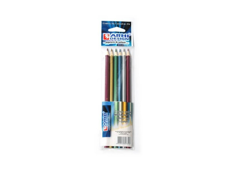 Creioane colorate, 6 culori METALIZATE - Fotografie 1