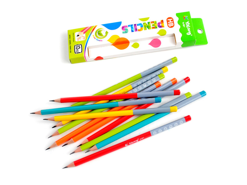 Creion cu mina HB multicolor triunghiular Yalong, 12 buc - Fotografie 2