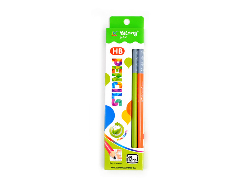 Creion cu mina HB multicolor triunghiular Yalong, 12 buc - Fotografie 1