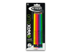 Creion Hi-Text grafit 065 Lacquered Fluo HB, 6 culori/blister
