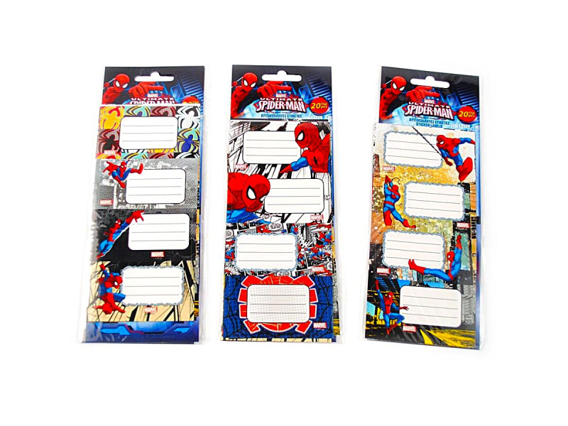 Etichete scolare autoadezive Spiderman, 20 buc/set, dim. 4 x 7 cm - Fotografie 1