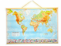 Harta fizica a lumii pentru uz didactic, dim. 67 x 96 cm